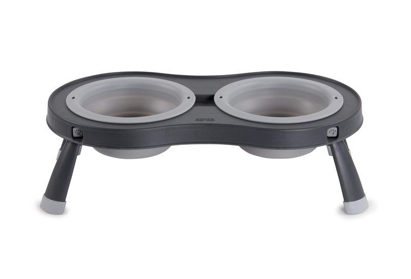 Dexas Pets Double Elevated Pet Feeder, Light Gray, Small/1 Cup Capacity Bowls (PW100432429) - Image 1